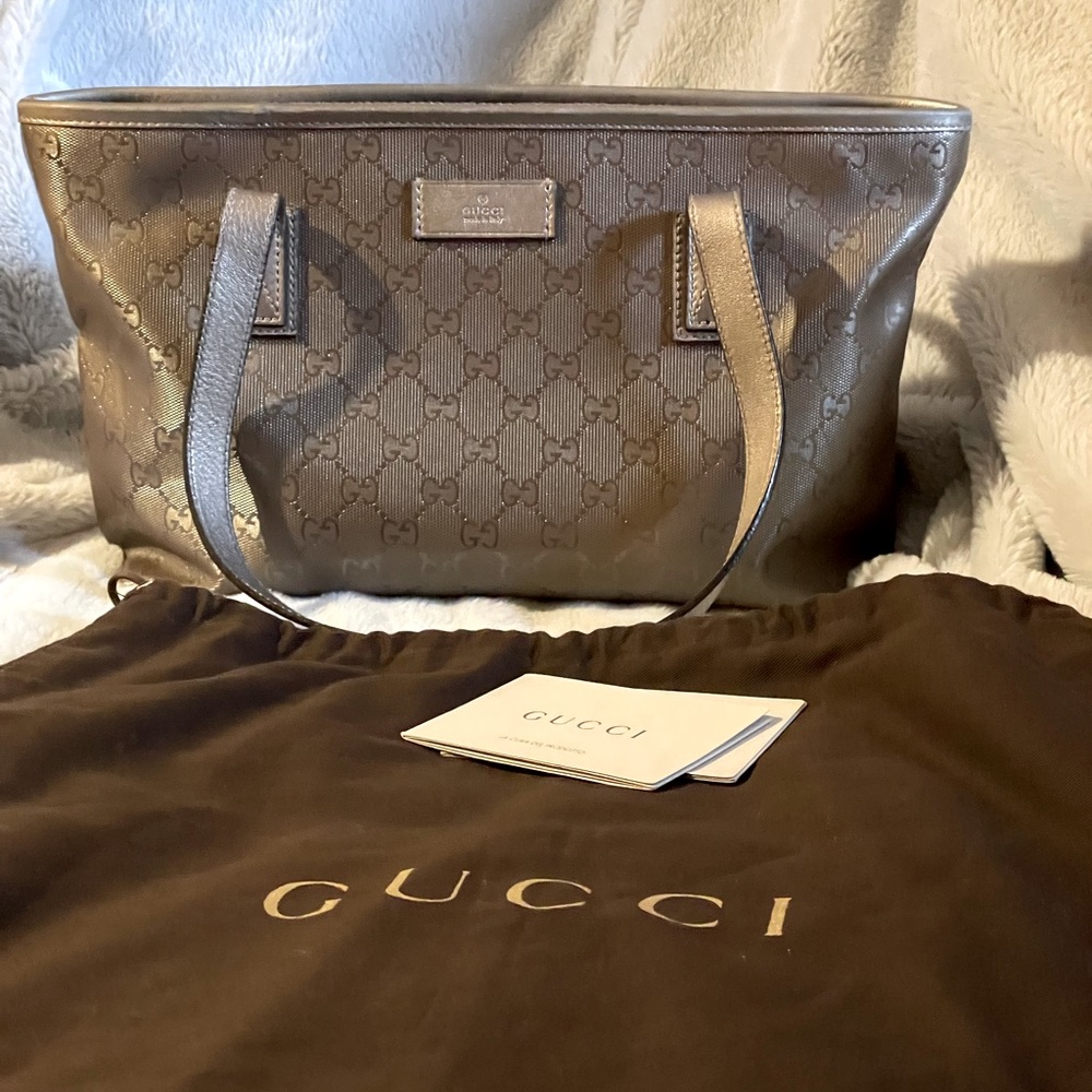 Gucci purse, silver with GG monogram